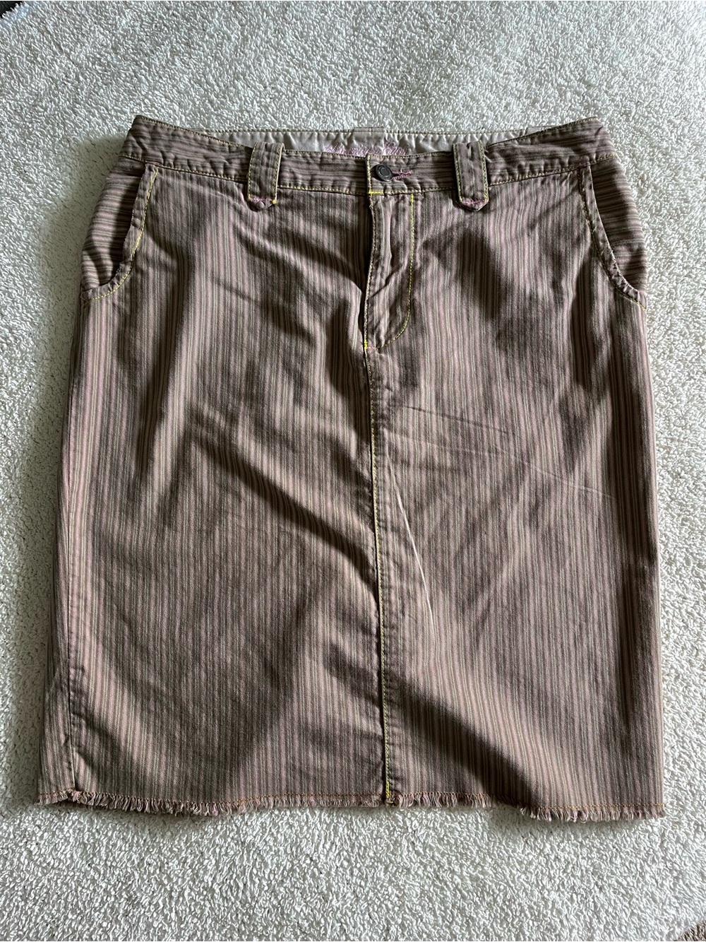 Vintage American Eagle Striped Pink & Brown Striped Midi Skirt